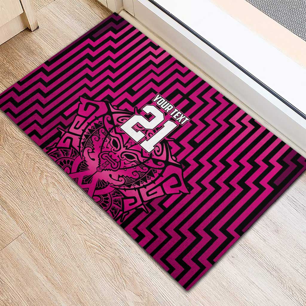 Custom Basketball New Zealand Rubber Doormat Pink Maori Ta Moko Indigenous - Polynesian Pride