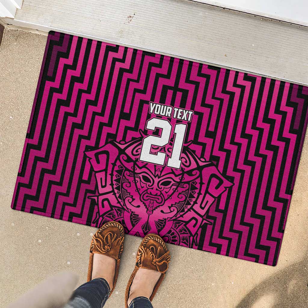 Custom Basketball New Zealand Rubber Doormat Pink Maori Ta Moko Indigenous - Polynesian Pride