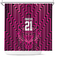 Custom Basketball New Zealand Shower Curtain Pink Maori Ta Moko Indigenous - Polynesian Pride