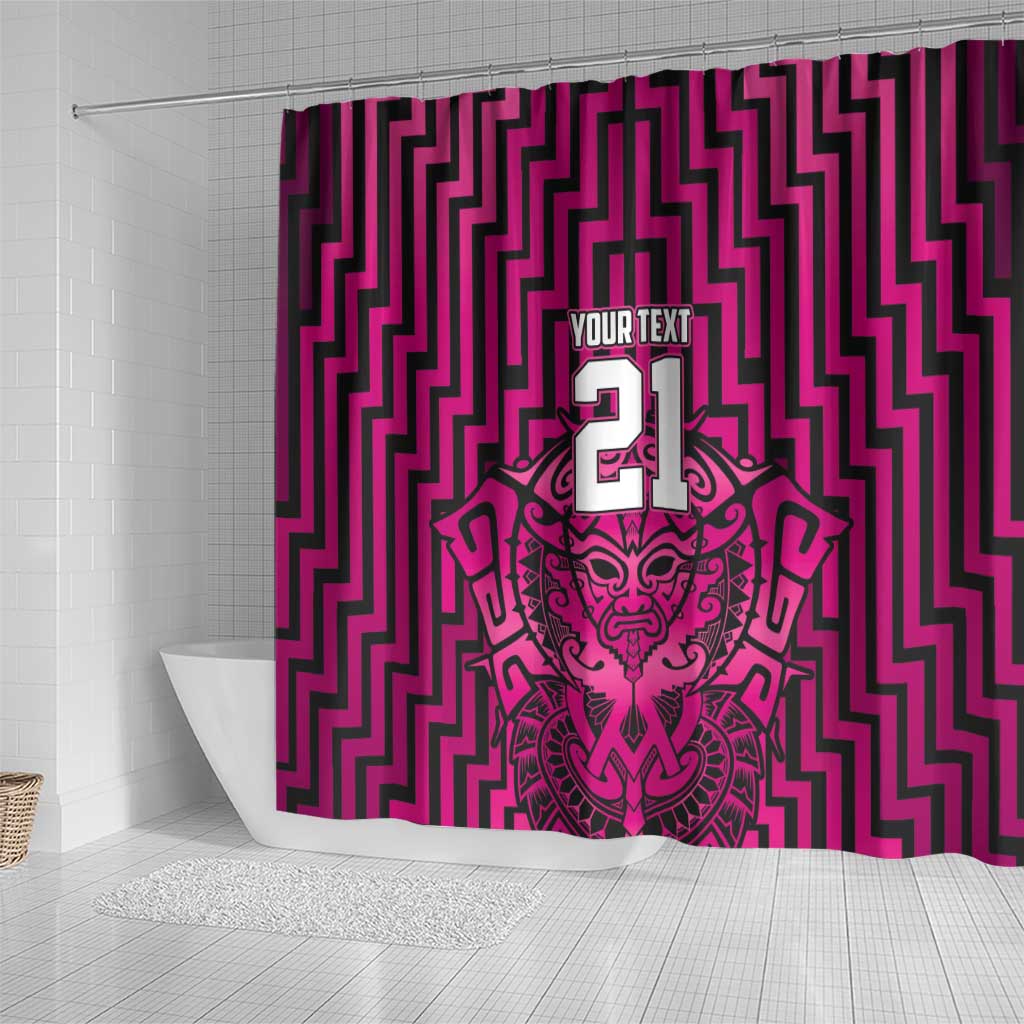 Custom Basketball New Zealand Shower Curtain Pink Maori Ta Moko Indigenous - Polynesian Pride