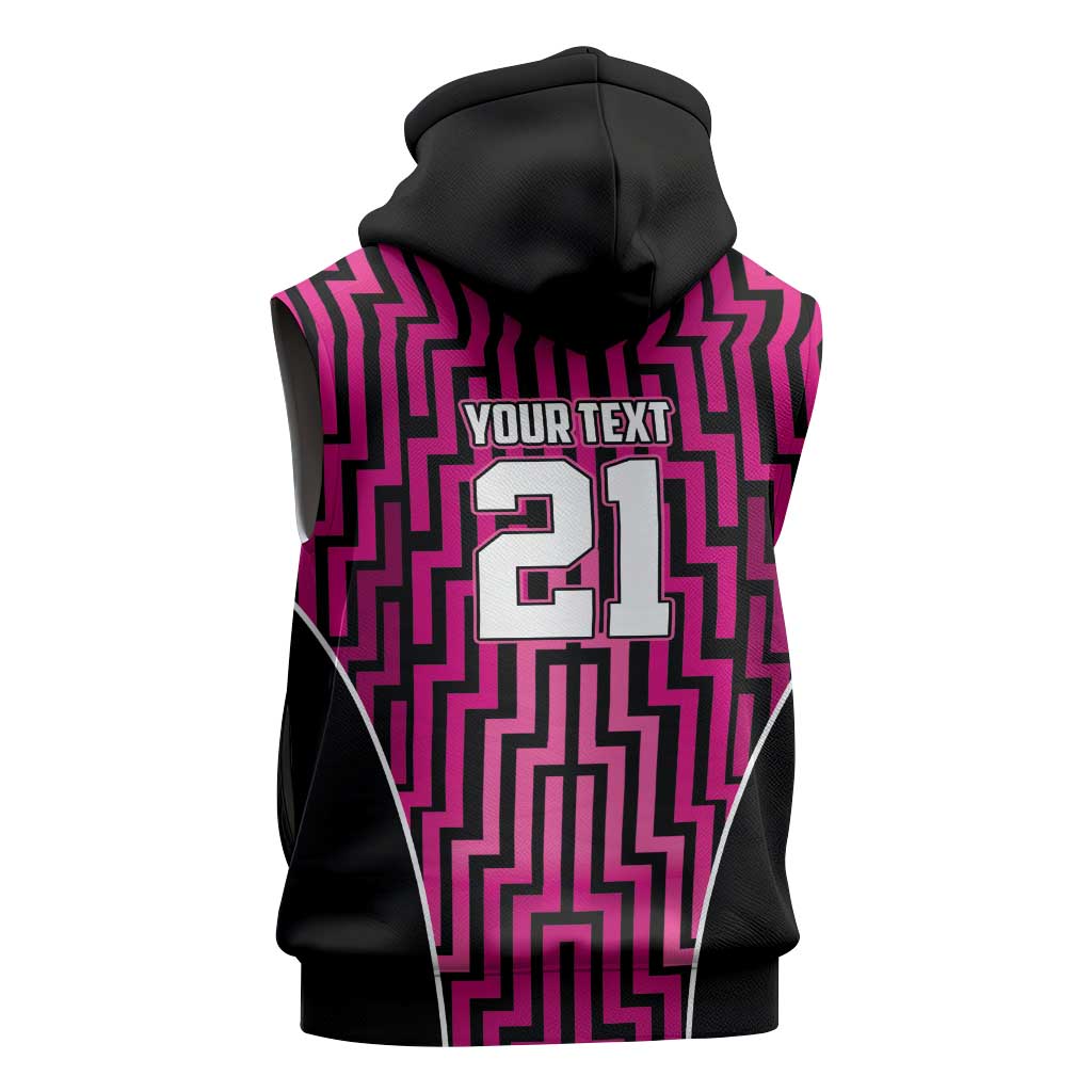 Custom Basketball New Zealand Sleeveless Hoodie Pink Maori Ta Moko Indigenous - Polynesian Pride