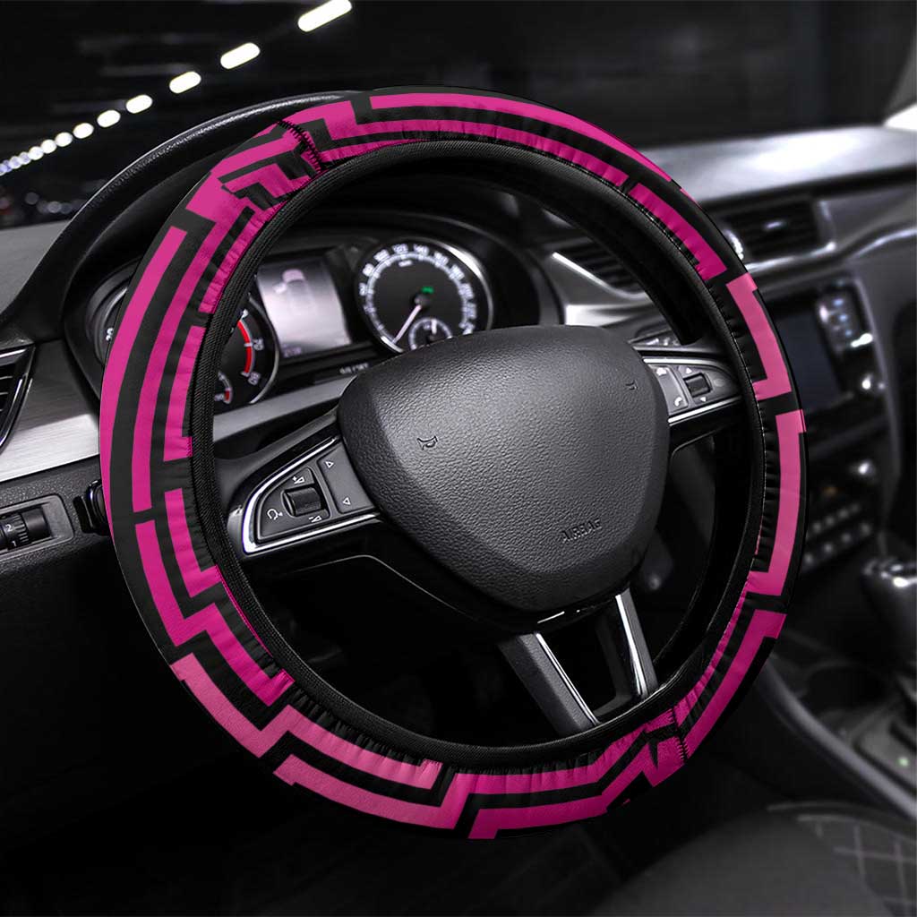 Basketball New Zealand Steering Wheel Cover Pink Maori Ta Moko Indigenous - Polynesian Pride