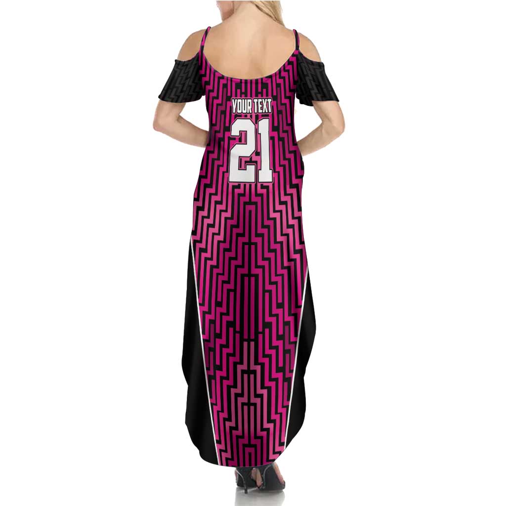 Custom Basketball New Zealand Summer Maxi Dress Pink Maori Ta Moko Indigenous - Polynesian Pride