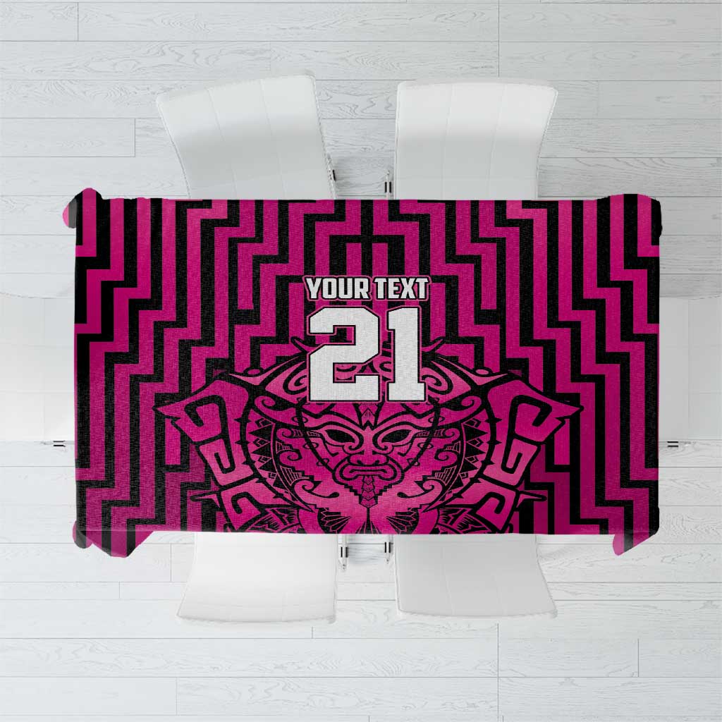 Custom Basketball New Zealand Tablecloth Pink Maori Ta Moko Indigenous - Polynesian Pride