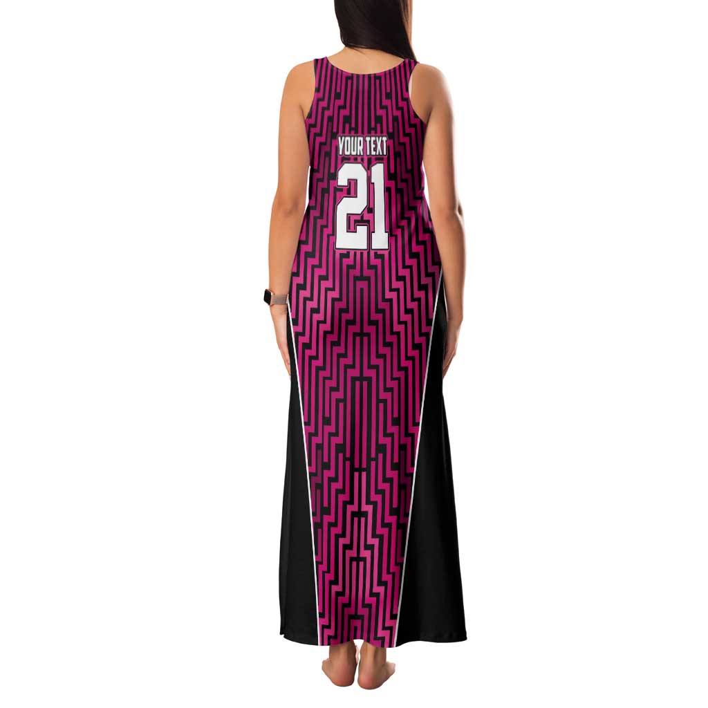 Custom Basketball New Zealand Tank Maxi Dress Pink Maori Ta Moko Indigenous - Polynesian Pride