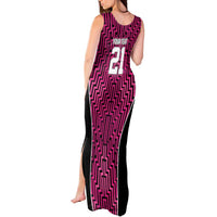 Custom Basketball New Zealand Tank Maxi Dress Pink Maori Ta Moko Indigenous - Polynesian Pride
