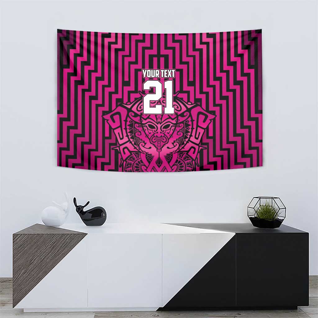 Custom Basketball New Zealand Tapestry Pink Maori Ta Moko Indigenous - Polynesian Pride
