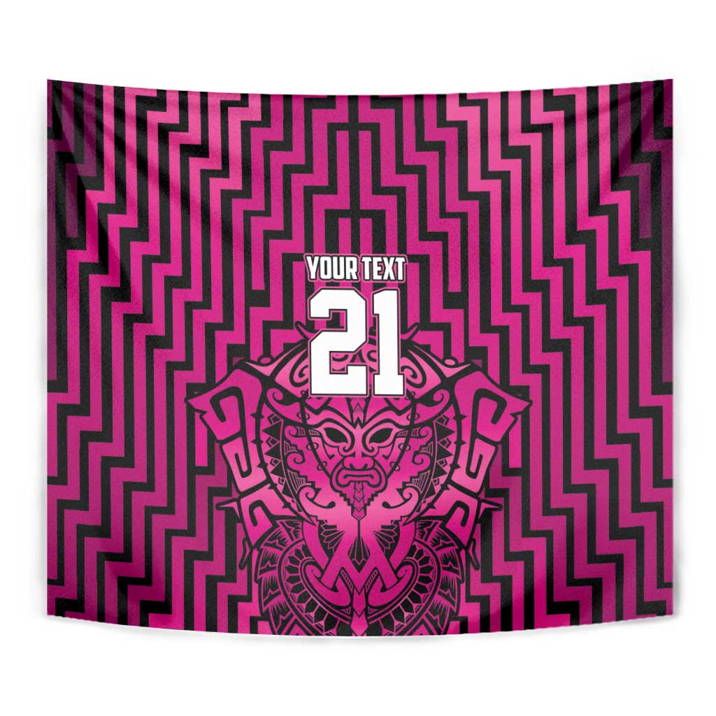 Custom Basketball New Zealand Tapestry Pink Maori Ta Moko Indigenous - Polynesian Pride