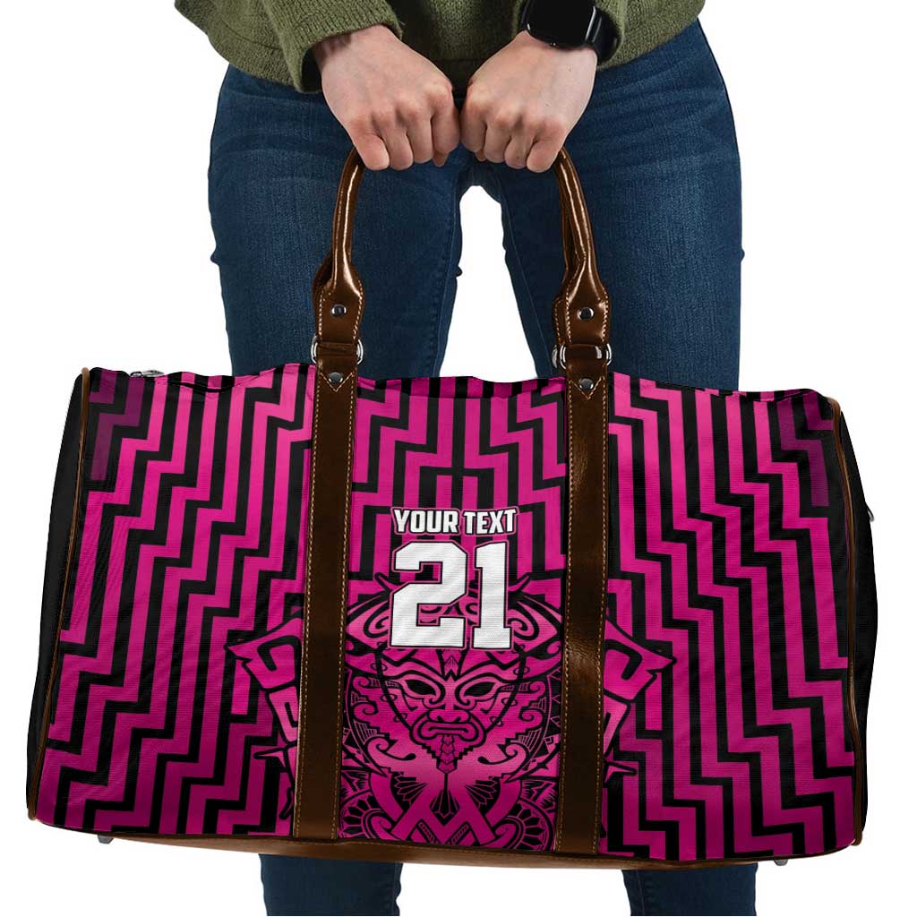 Custom Basketball New Zealand Travel Bag Pink Maori Ta Moko Indigenous - Polynesian Pride