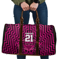 Custom Basketball New Zealand Travel Bag Pink Maori Ta Moko Indigenous - Polynesian Pride