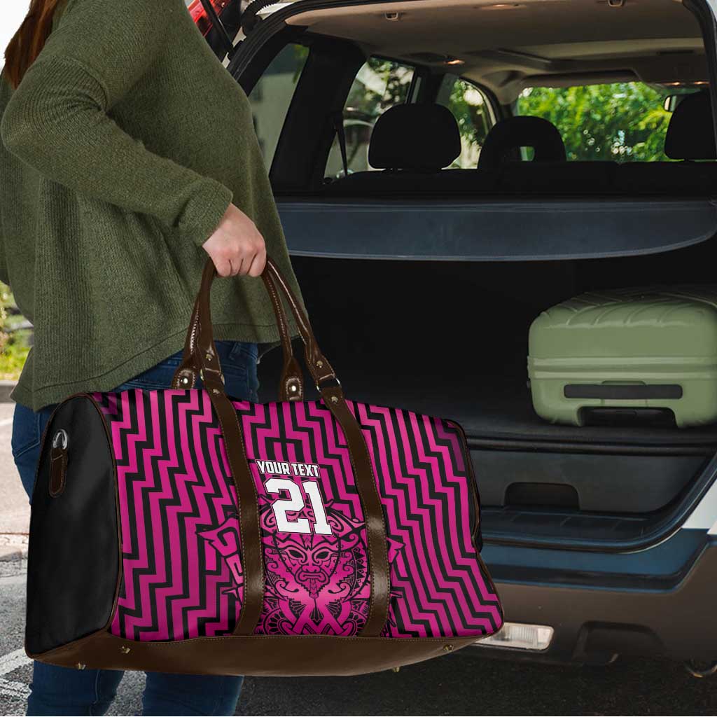 Custom Basketball New Zealand Travel Bag Pink Maori Ta Moko Indigenous - Polynesian Pride