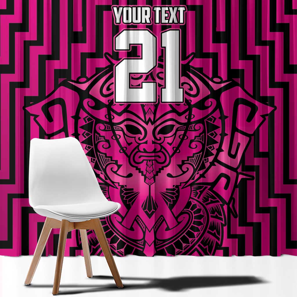 Custom Basketball New Zealand Window Curtain Pink Maori Ta Moko Indigenous - Polynesian Pride
