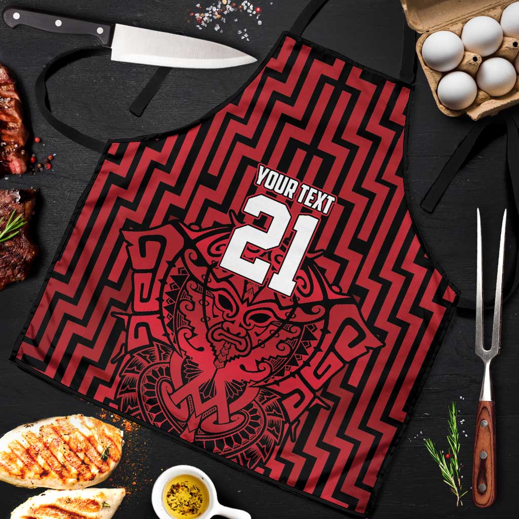 Custom Basketball New Zealand Apron Red Maori Ta Moko Indigenous - Polynesian Pride