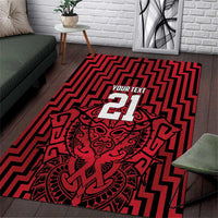 Custom Basketball New Zealand Area Rug Red Maori Ta Moko Indigenous - Polynesian Pride