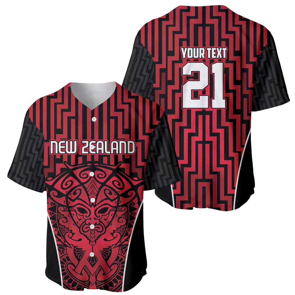Custom Basketball New Zealand Baseball Jersey Red Maori Ta Moko Indigenous - Polynesian Pride