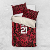 Custom Basketball New Zealand Bedding Set Red Maori Ta Moko Indigenous - Polynesian Pride