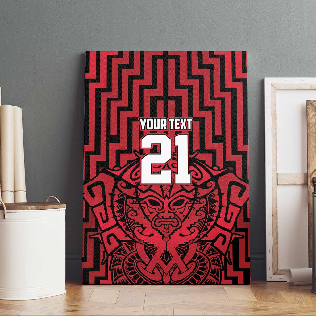 Custom Basketball New Zealand Canvas Wall Art Red Maori Ta Moko Indigenous - Polynesian Pride