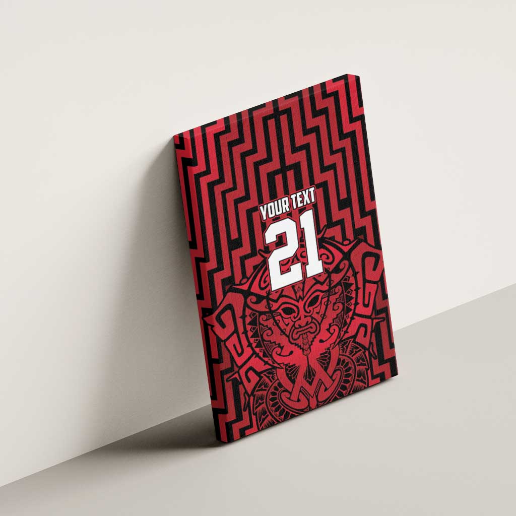 Custom Basketball New Zealand Canvas Wall Art Red Maori Ta Moko Indigenous - Polynesian Pride