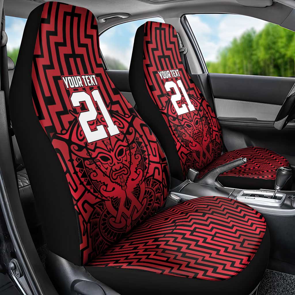 Custom Basketball New Zealand Car Seat Cover Red Maori Ta Moko Indigenous - Polynesian Pride
