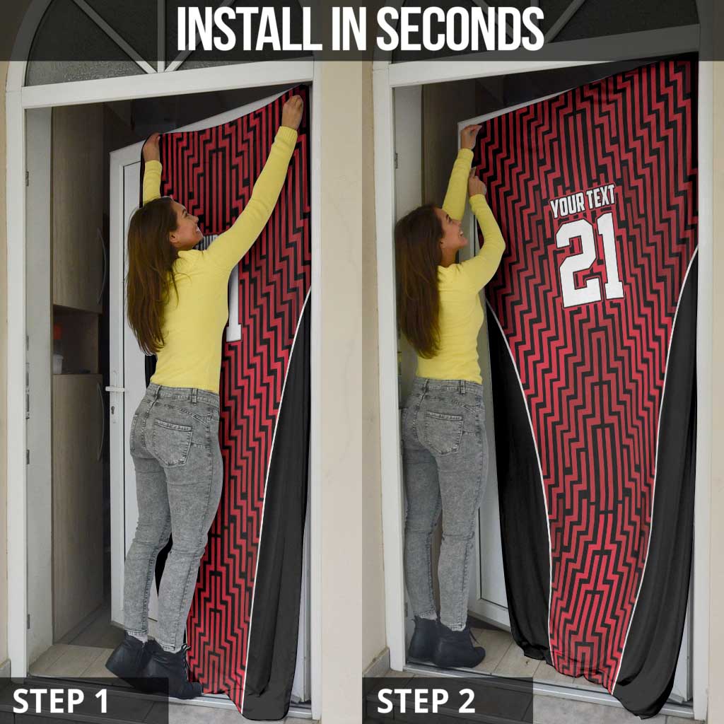 Custom Basketball New Zealand Door Cover Red Maori Ta Moko Indigenous - Polynesian Pride