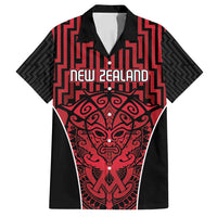 Custom Basketball New Zealand Family Matching Long Sleeve Bodycon Dress and Hawaiian Shirt Red Maori Ta Moko Indigenous - Polynesian Pride