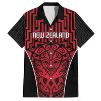 Custom Basketball New Zealand Family Matching Off The Shoulder Long Sleeve Dress and Hawaiian Shirt Red Maori Ta Moko Indigenous - Polynesian Pride