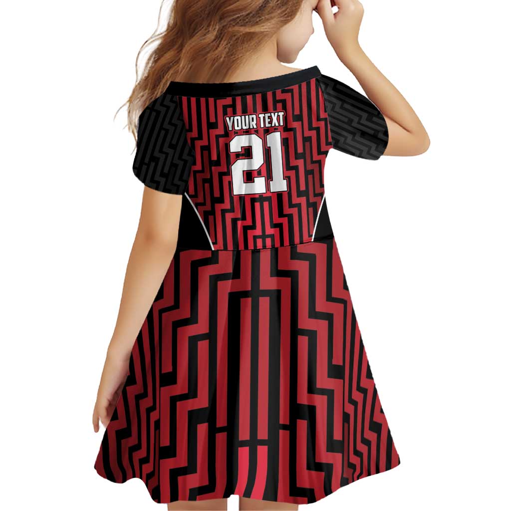 Custom Basketball New Zealand Family Matching Off Shoulder Short Dress and Hawaiian Shirt Red Maori Ta Moko Indigenous - Polynesian Pride