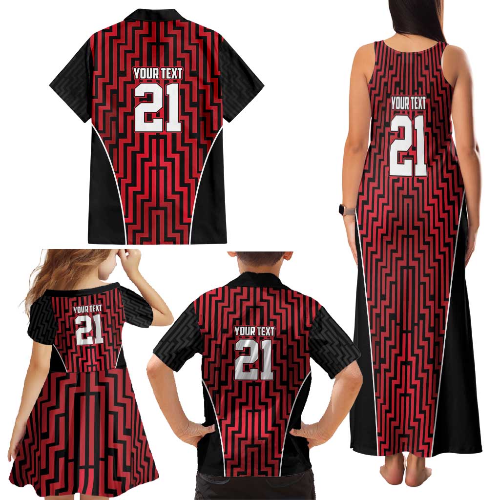 Custom Basketball New Zealand Family Matching Tank Maxi Dress and Hawaiian Shirt Red Maori Ta Moko Indigenous - Polynesian Pride