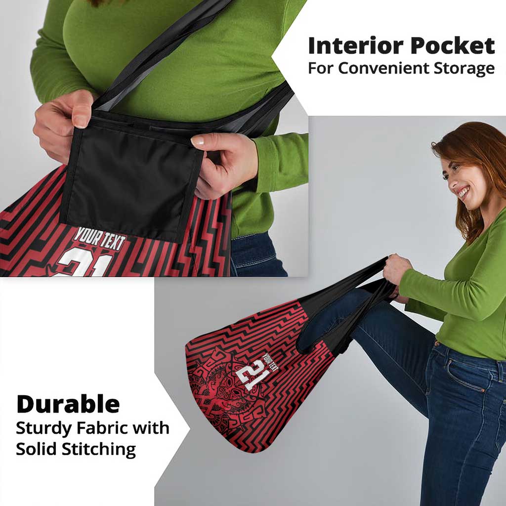 Custom Basketball New Zealand Grocery Bag Red Maori Ta Moko Indigenous - Polynesian Pride