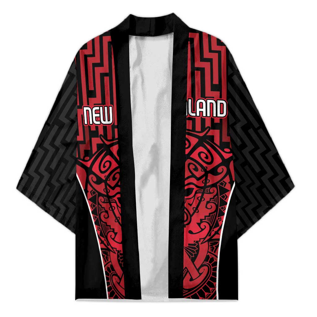 Custom Basketball New Zealand Kimono Red Maori Ta Moko Indigenous - Polynesian Pride