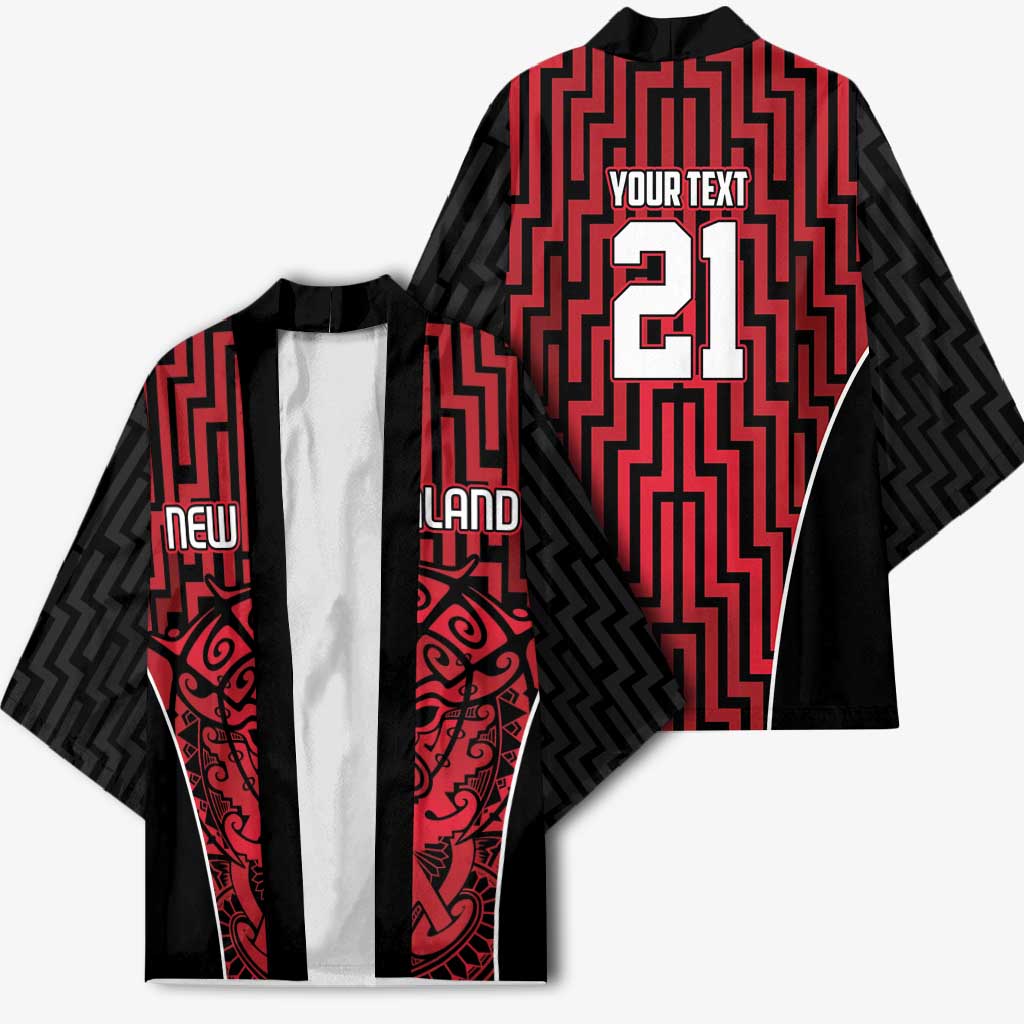 Custom Basketball New Zealand Kimono Red Maori Ta Moko Indigenous - Polynesian Pride