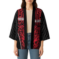 Custom Basketball New Zealand Kimono Red Maori Ta Moko Indigenous - Polynesian Pride