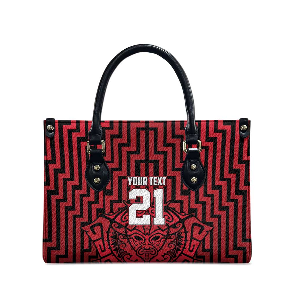 Custom Basketball New Zealand Leather Bag Red Maori Ta Moko Indigenous - Polynesian Pride