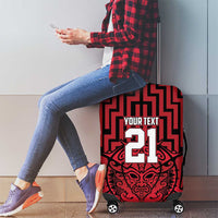 Custom Basketball New Zealand Luggage Cover Red Maori Ta Moko Indigenous - Polynesian Pride