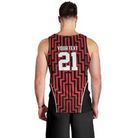 Custom Basketball New Zealand Men Tank Top Red Maori Ta Moko Indigenous - Polynesian Pride