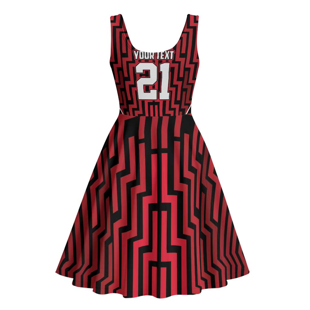 Custom Basketball New Zealand Midi Dress Red Maori Ta Moko Indigenous - Polynesian Pride