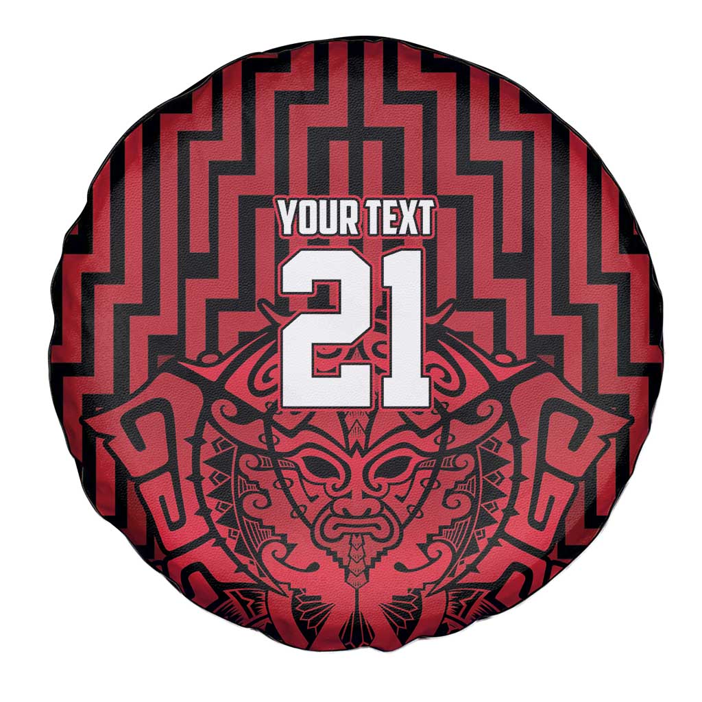 Custom Basketball New Zealand Spare Tire Cover Red Maori Ta Moko Indigenous - Polynesian Pride