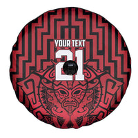Custom Basketball New Zealand Spare Tire Cover Red Maori Ta Moko Indigenous - Polynesian Pride