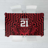 Custom Basketball New Zealand Tablecloth Red Maori Ta Moko Indigenous - Polynesian Pride