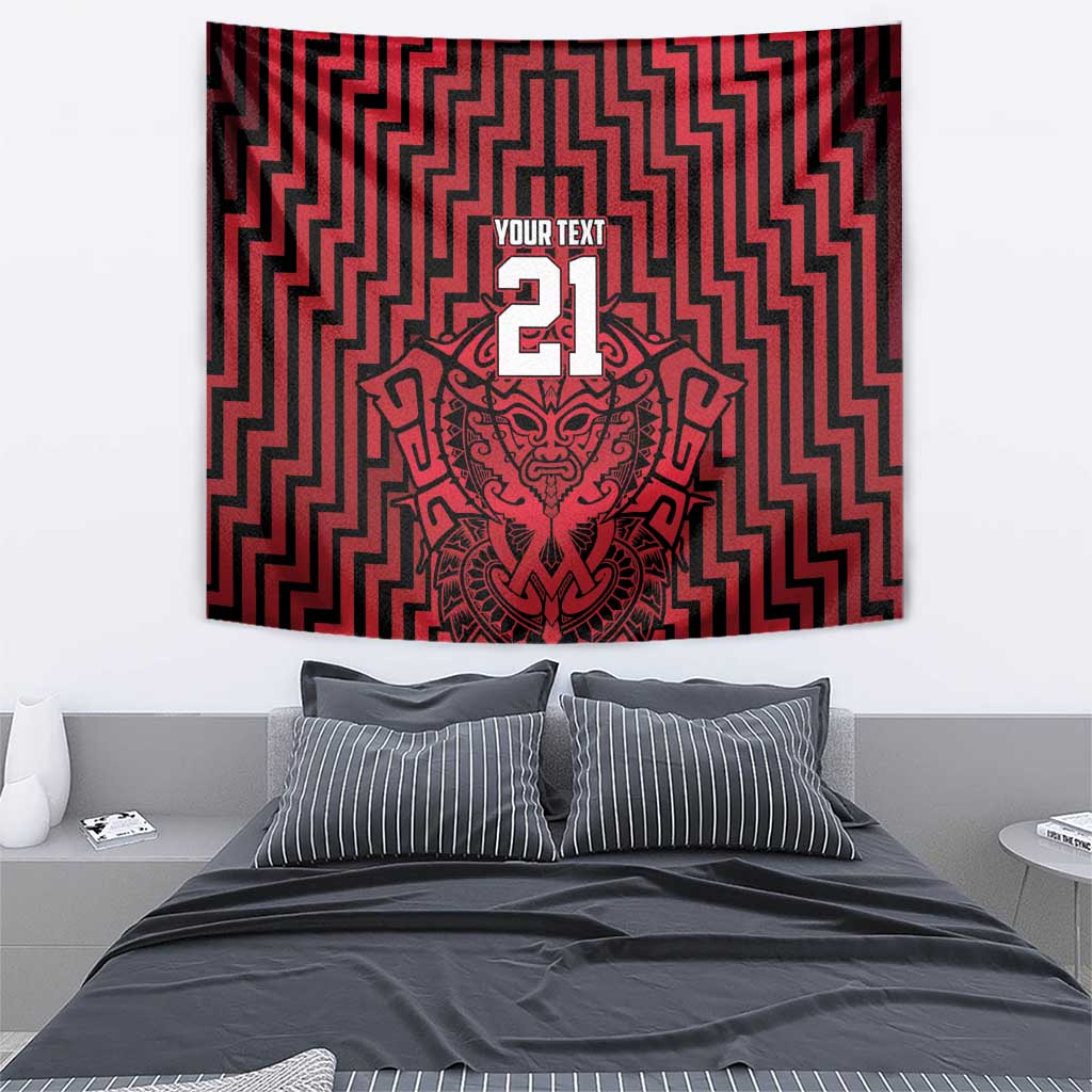 Custom Basketball New Zealand Tapestry Red Maori Ta Moko Indigenous - Polynesian Pride