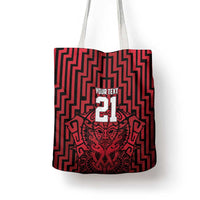 Custom Basketball New Zealand Tote Bag Red Maori Ta Moko Indigenous - Polynesian Pride