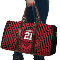 Custom Basketball New Zealand Travel Bag Red Maori Ta Moko Indigenous - Polynesian Pride