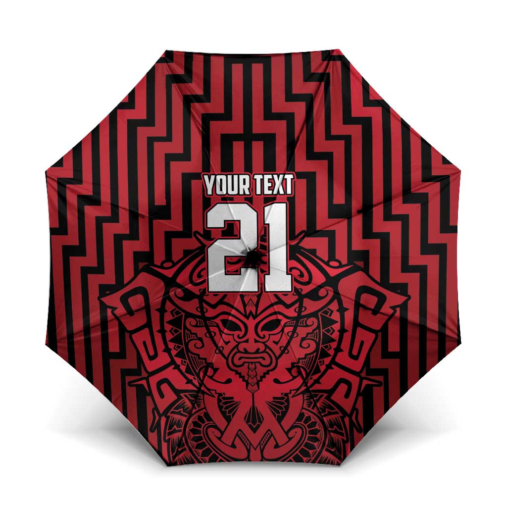 Custom Basketball New Zealand Umbrella Red Maori Ta Moko Indigenous - Polynesian Pride