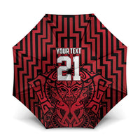 Custom Basketball New Zealand Umbrella Red Maori Ta Moko Indigenous - Polynesian Pride