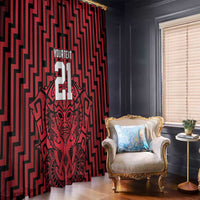 Custom Basketball New Zealand Window Curtain Red Maori Ta Moko Indigenous - Polynesian Pride