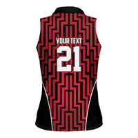 Custom Basketball New Zealand Women Sleeveless Polo Shirt Red Maori Ta Moko Indigenous - Polynesian Pride