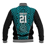 Custom Basketball New Zealand Baseball Jacket Teal Maori Ta Moko Indigenous - Polynesian Pride