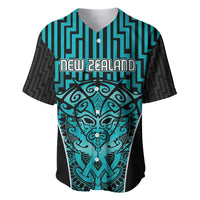 Custom Basketball New Zealand Baseball Jersey Teal Maori Ta Moko Indigenous - Polynesian Pride