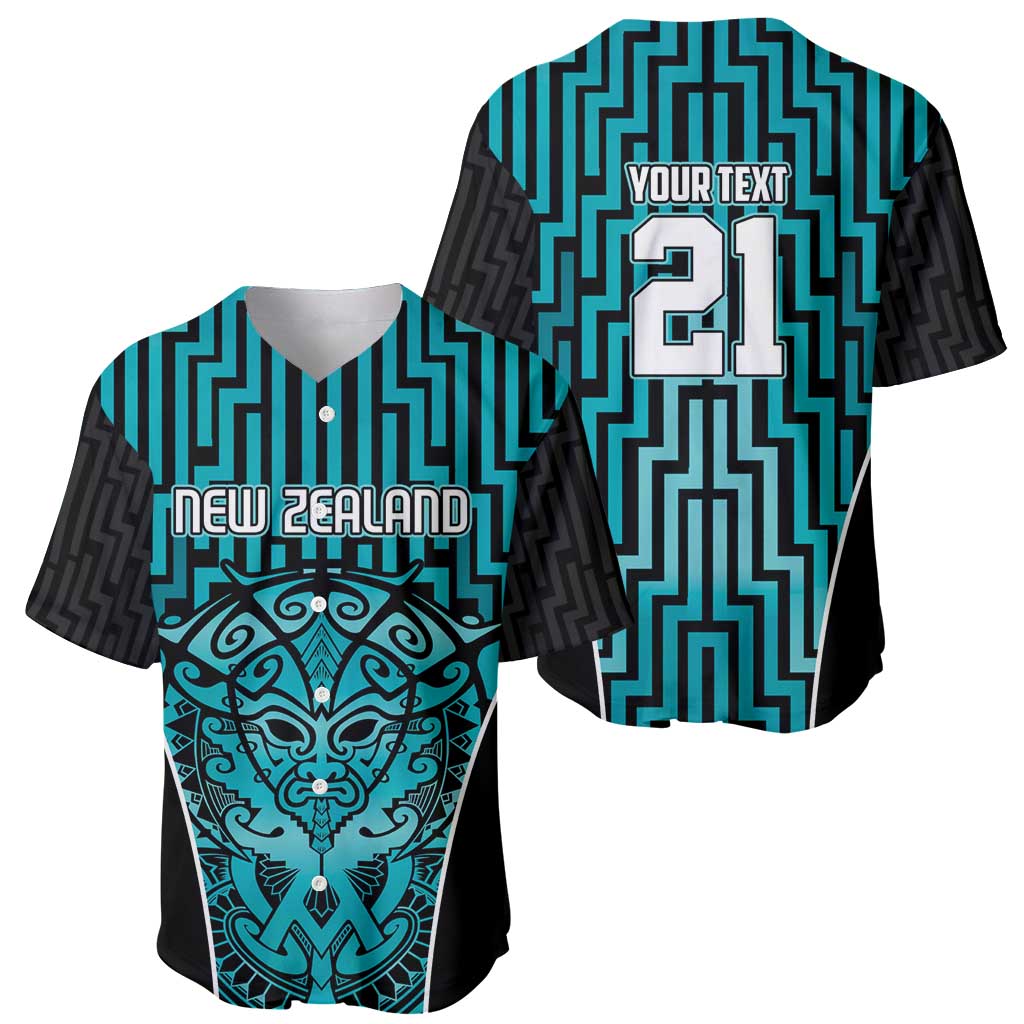 Custom Basketball New Zealand Baseball Jersey Teal Maori Ta Moko Indigenous - Polynesian Pride