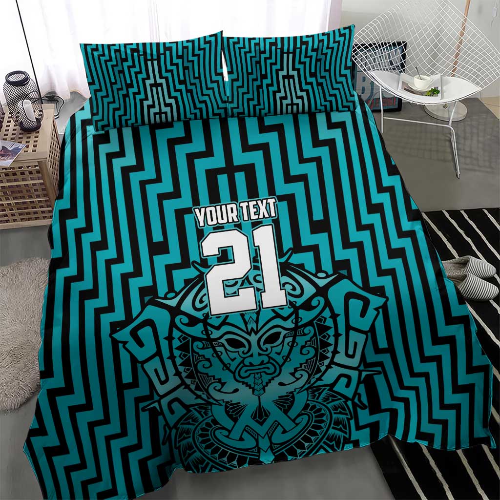 Custom Basketball New Zealand Bedding Set Teal Maori Ta Moko Indigenous - Polynesian Pride